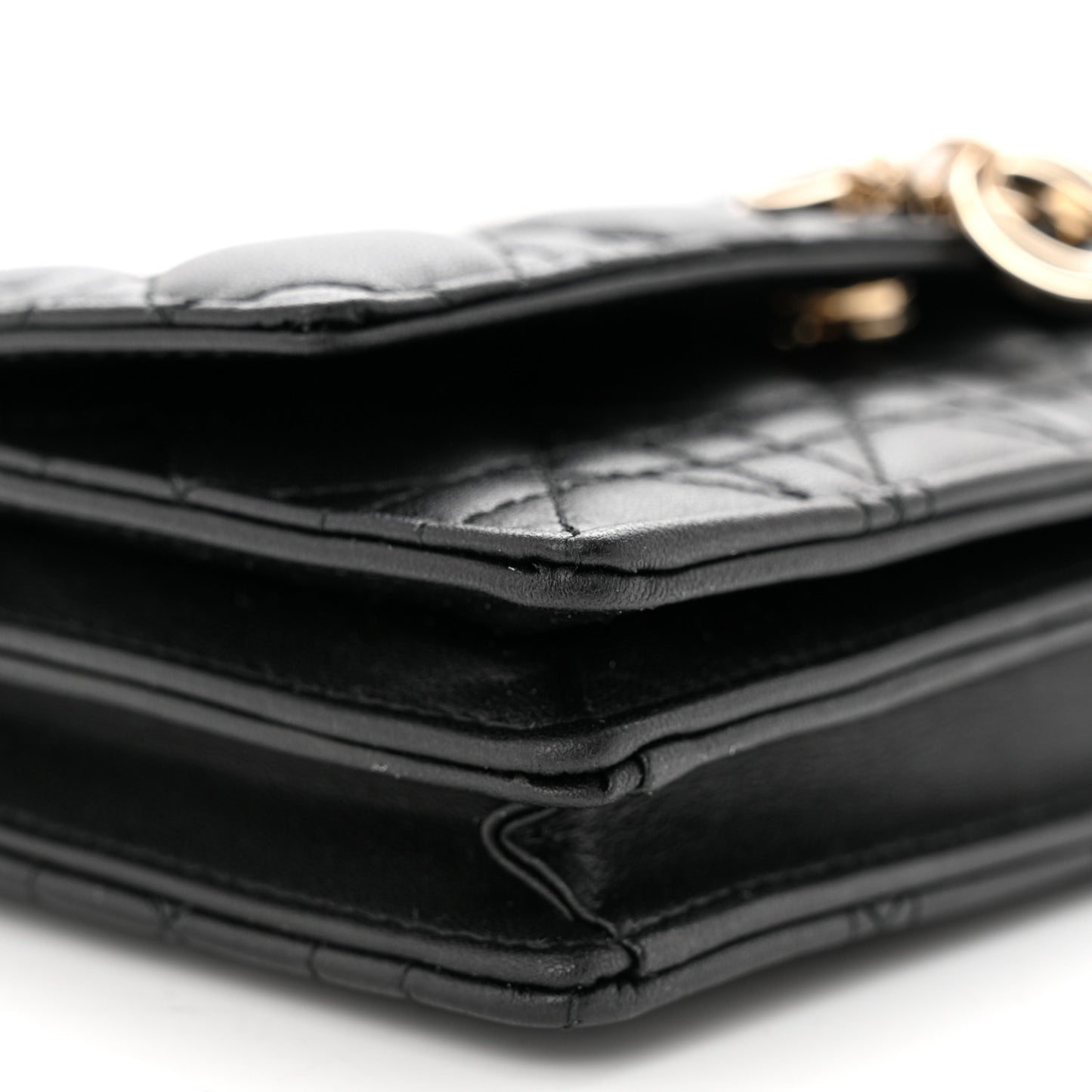 Lambskin Lady Dior Top Handle Clutch Black