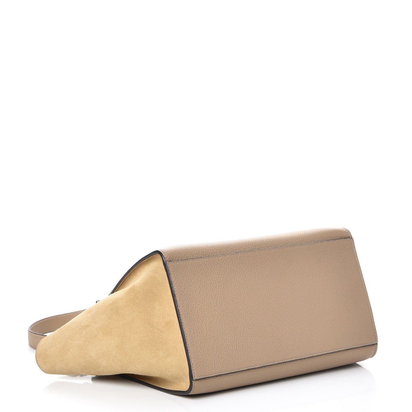 Drummed Calfskin Suede Small Trapeze Dune