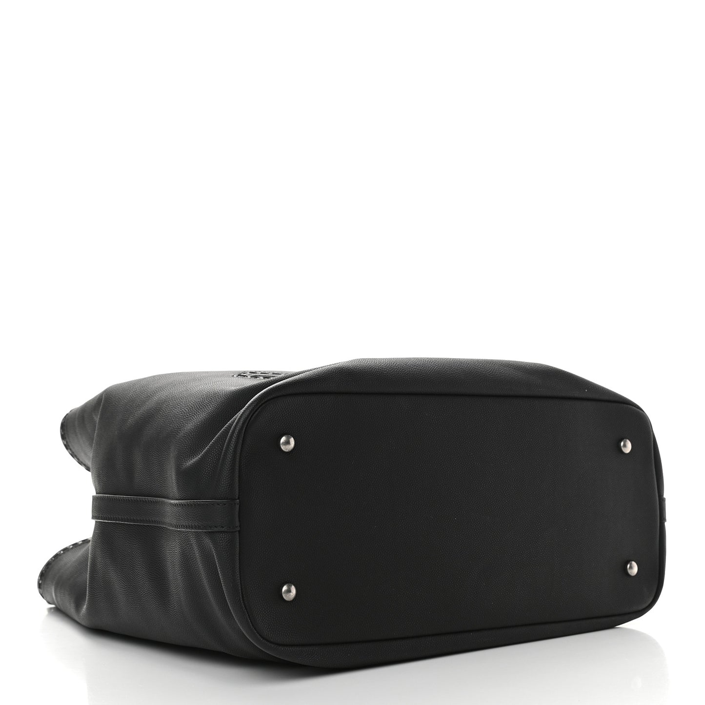 Grained Calfskin Large Coco Eyelets Shopping Tote Black