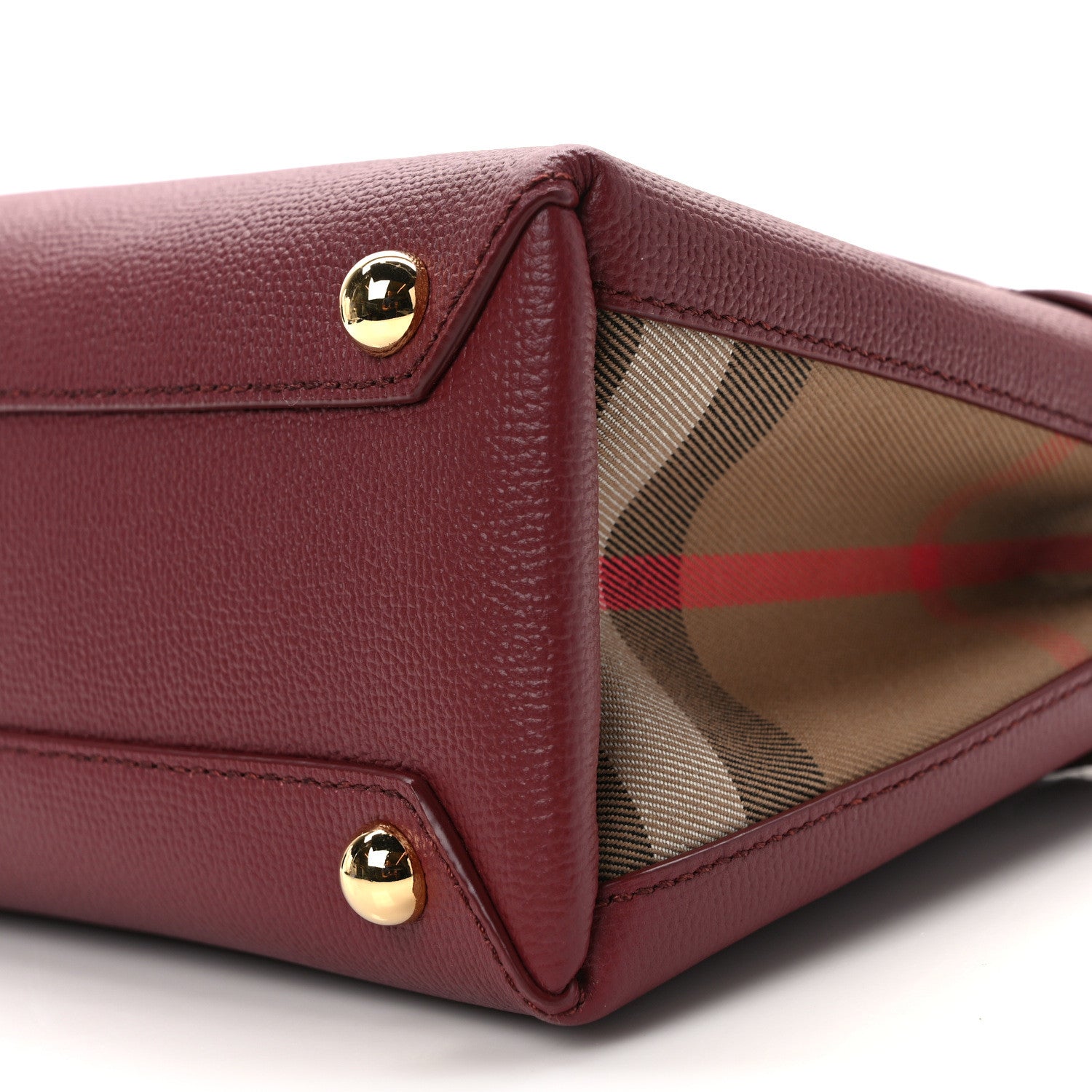 Burberry Grainy Calfskin House Check Small Banner Tote Crimson 11 of 14