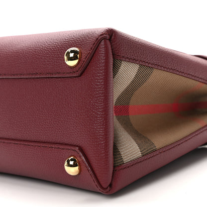 Burberry Grainy Calfskin House Check Small Banner Tote Crimson 11 of 14