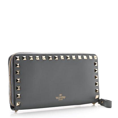 Valentino Garavani Vitello Rockstud Zip Around Wallet Stone 3 of 12