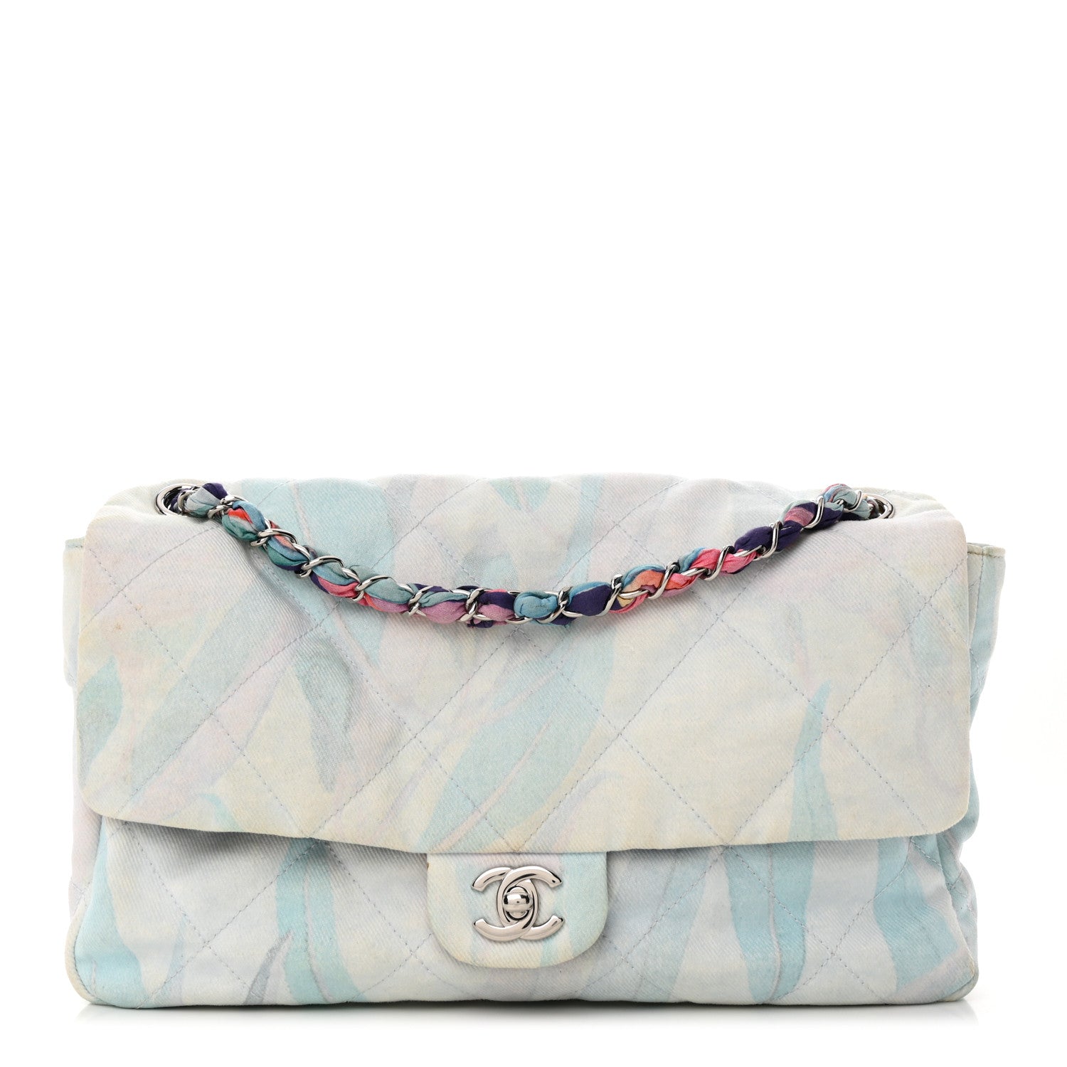 Chanel Canvas Quilted Jungle Jeans Flap White Multicolor 1 of 13