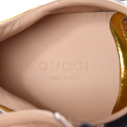 Gucci Lurex Brocade Web Nappa Womens Ace Sneakers 37.5 Black Pink Oro Vecchio 6 of 9