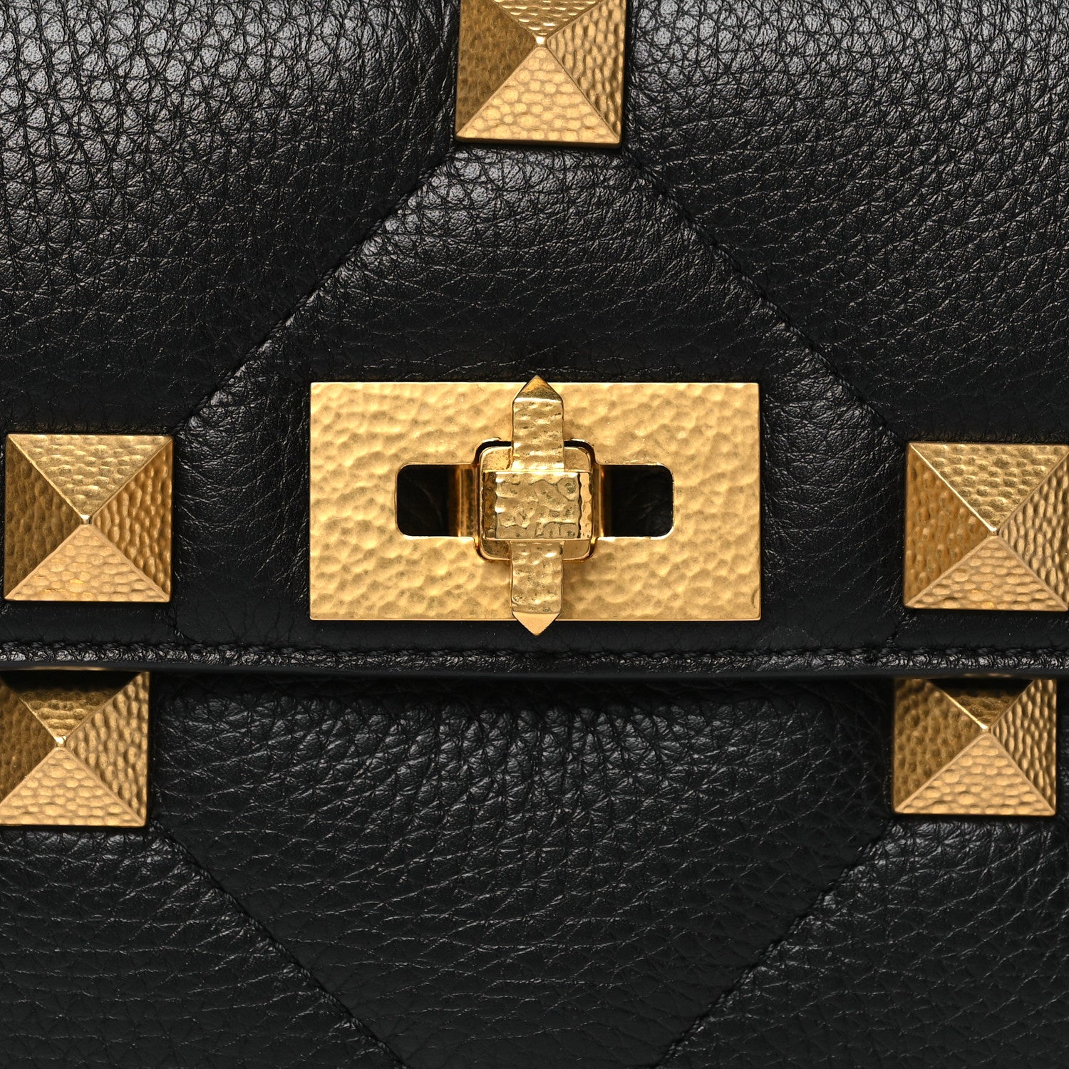 Valentino Garavani Grained Calfskin Medium Roman Stud Shoulder Bag Black 7 of 9
