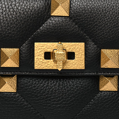 Valentino Garavani Grained Calfskin Medium Roman Stud Shoulder Bag Black 7 of 9