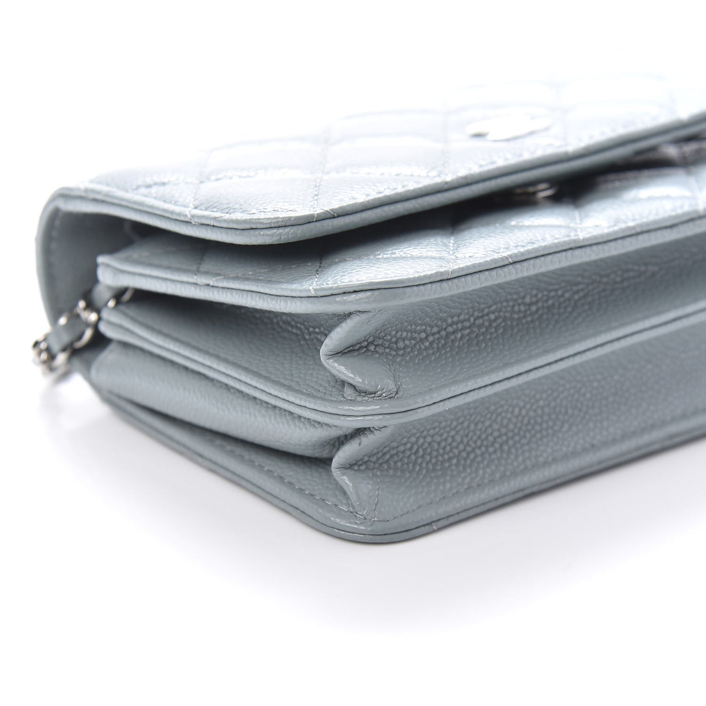 Caviar Quilted Mini Wallet On Chain WOC Blue