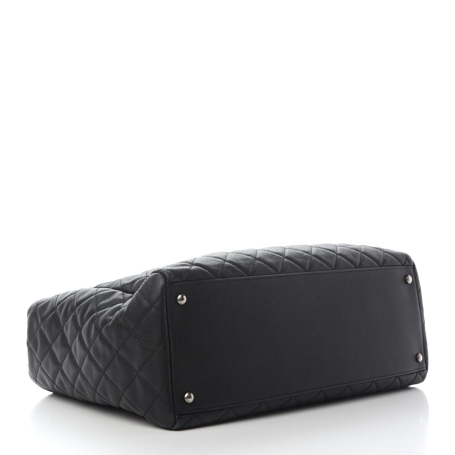 Caviar Quilted Large Coco Handle Shopping Tote Black