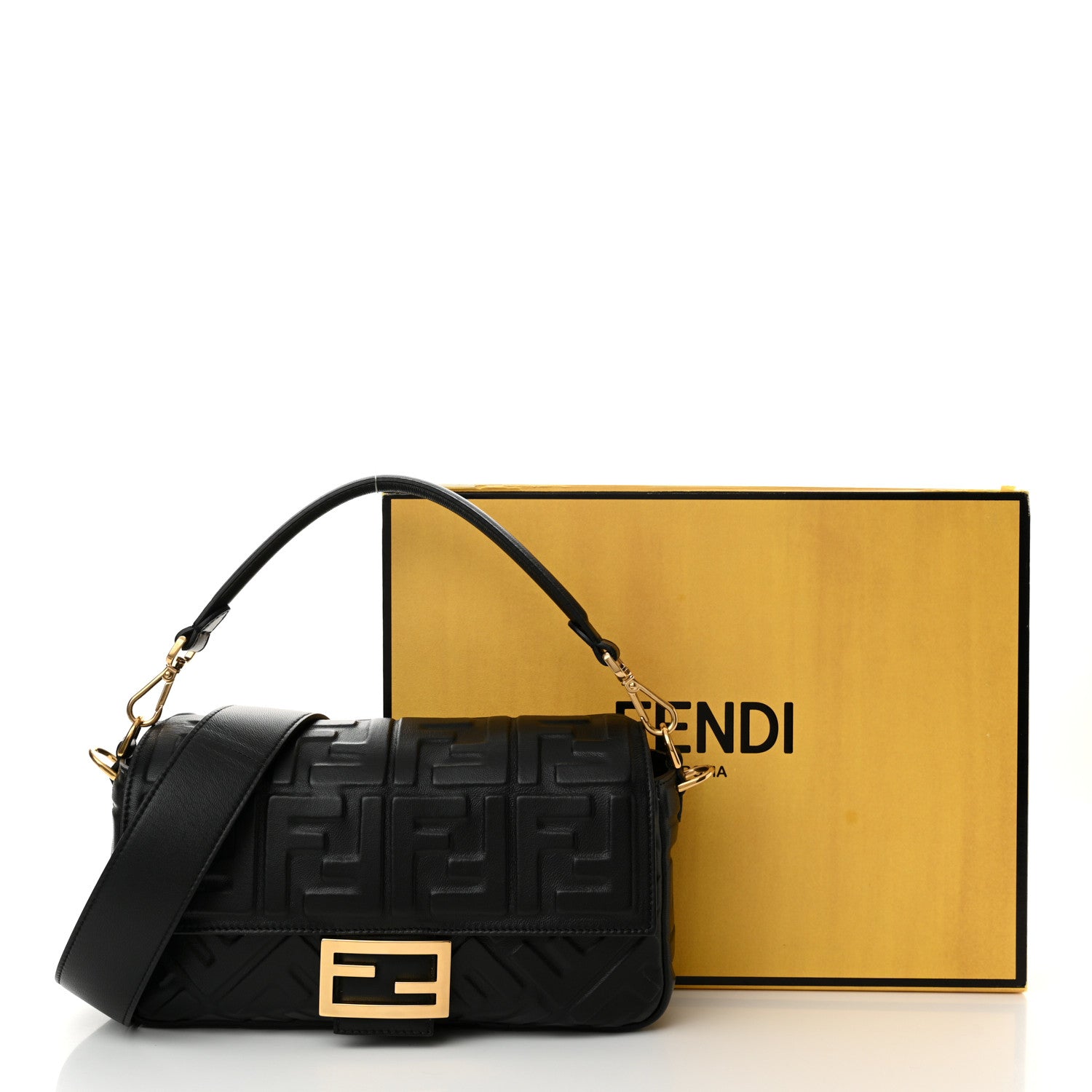 Fendi Nappa FF 1974 Embossed Baguette Black 11 of 11