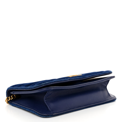 Gucci Velvet Matelasse GG Marmont Mini Bag Cobalt Blue 4 of 11