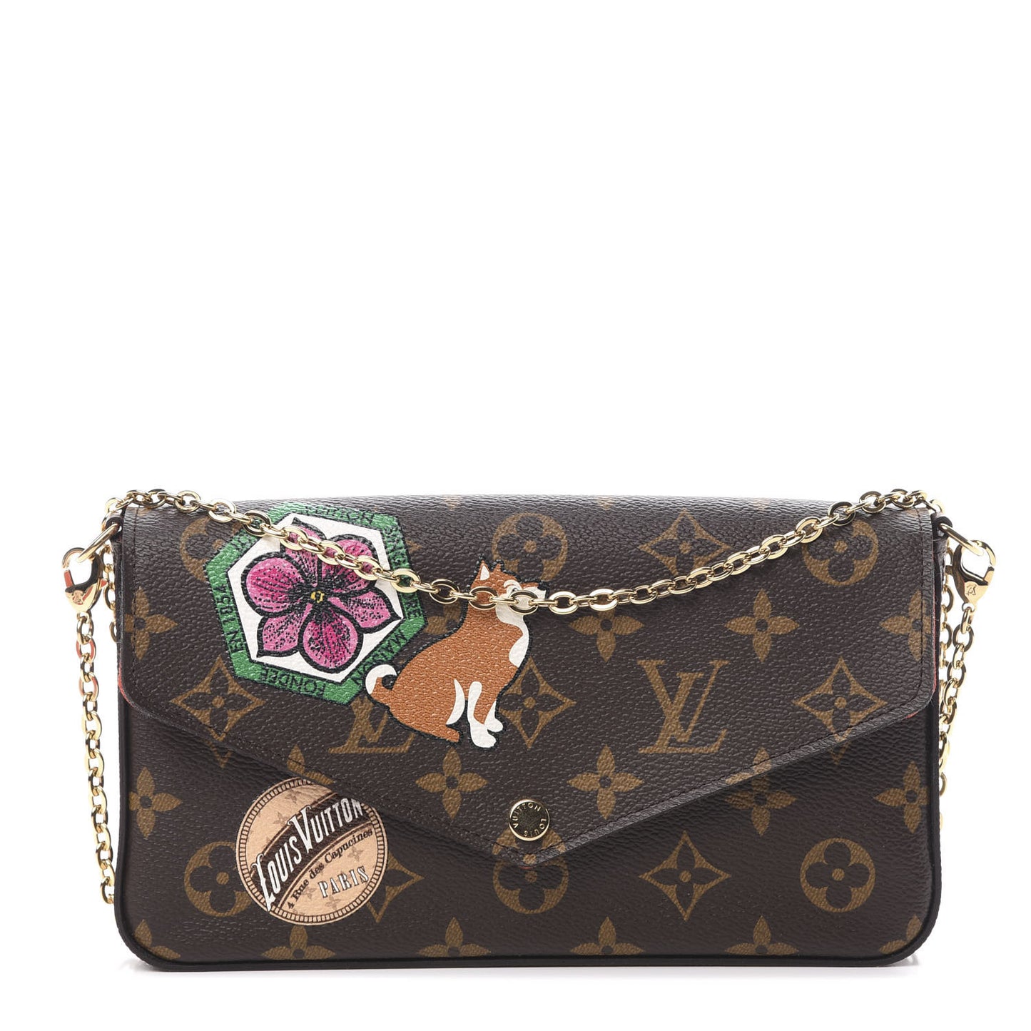 Monogram My LV World Tour Pochette Felicie Chain Wallet Coquelicot