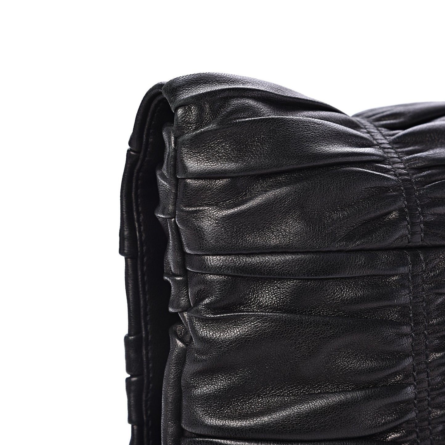 Nappa Dressy Gaufre Ruched Flap Clutch Black