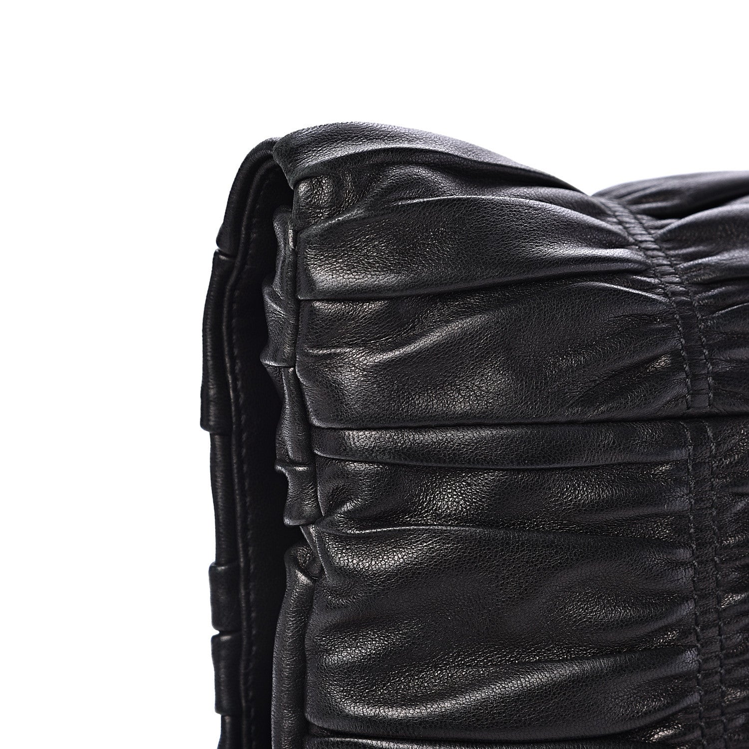 Prada Nappa Dressy Gaufre Ruched Flap Clutch Black 9 of 13