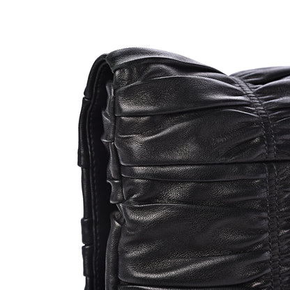 Prada Nappa Dressy Gaufre Ruched Flap Clutch Black 9 of 13
