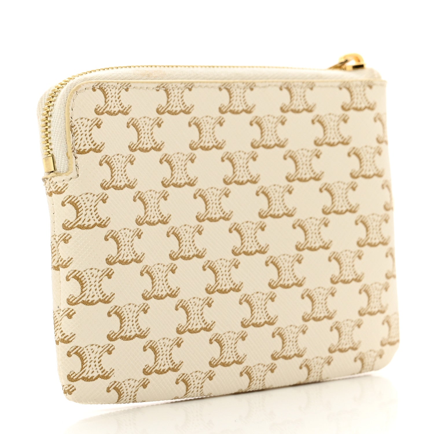 Celine Triomphe Canvas Coin and Card Pouch White 3 of 9
