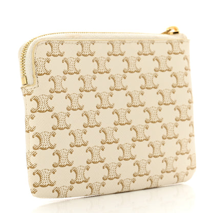 Celine Triomphe Canvas Coin and Card Pouch White 3 of 9