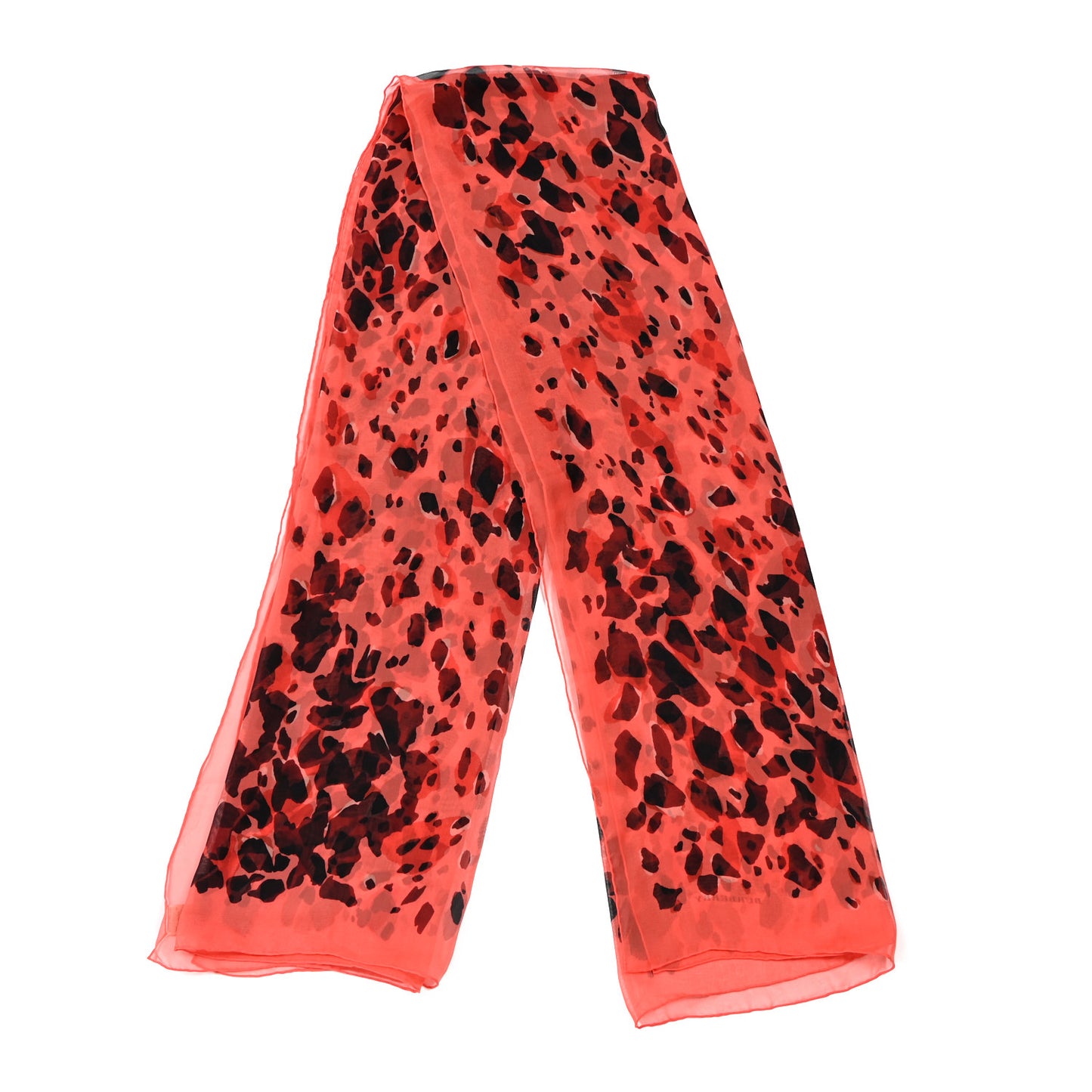 Silk Animal Print Scarf Bright Peony