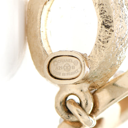 Chanel Crystal Pearl CC Drop Earrings Pink Gold 4 of 5