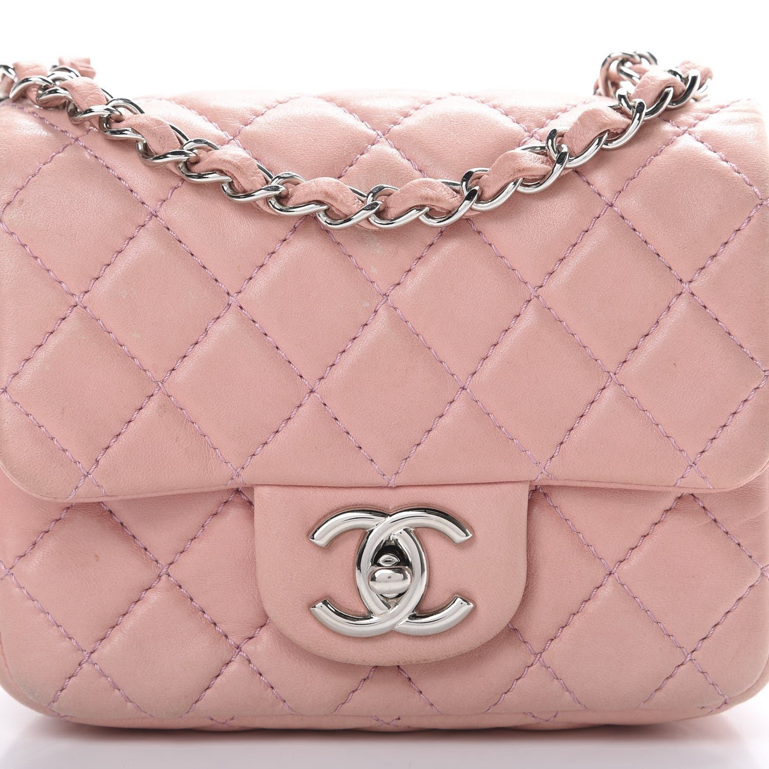 Chanel Lambskin Quilted Mini Square Flap Pink 15 of 15