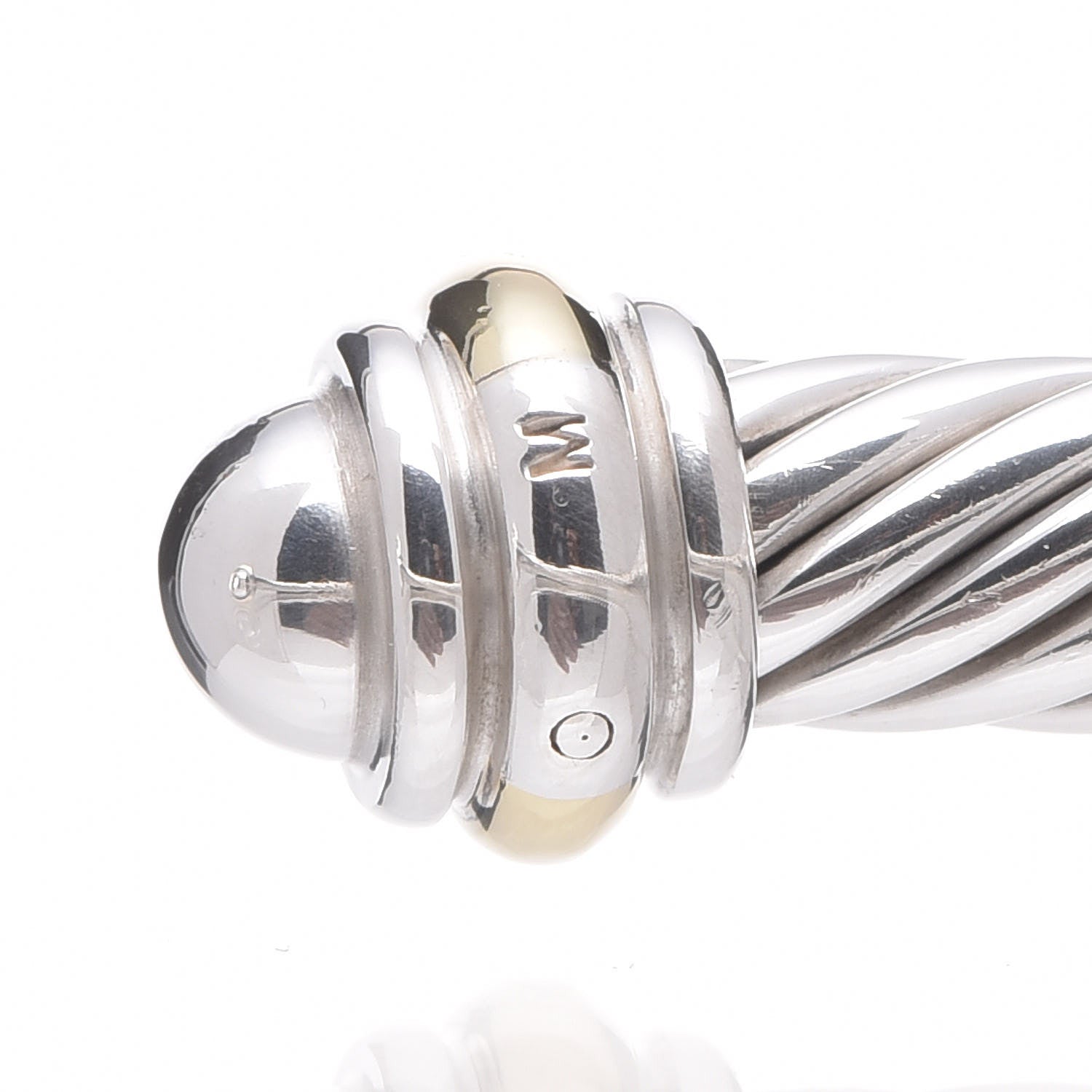 David Yurman Sterling Silver 18K Yellow Gold 4mm Cable Classics Bracelet 4 of 5