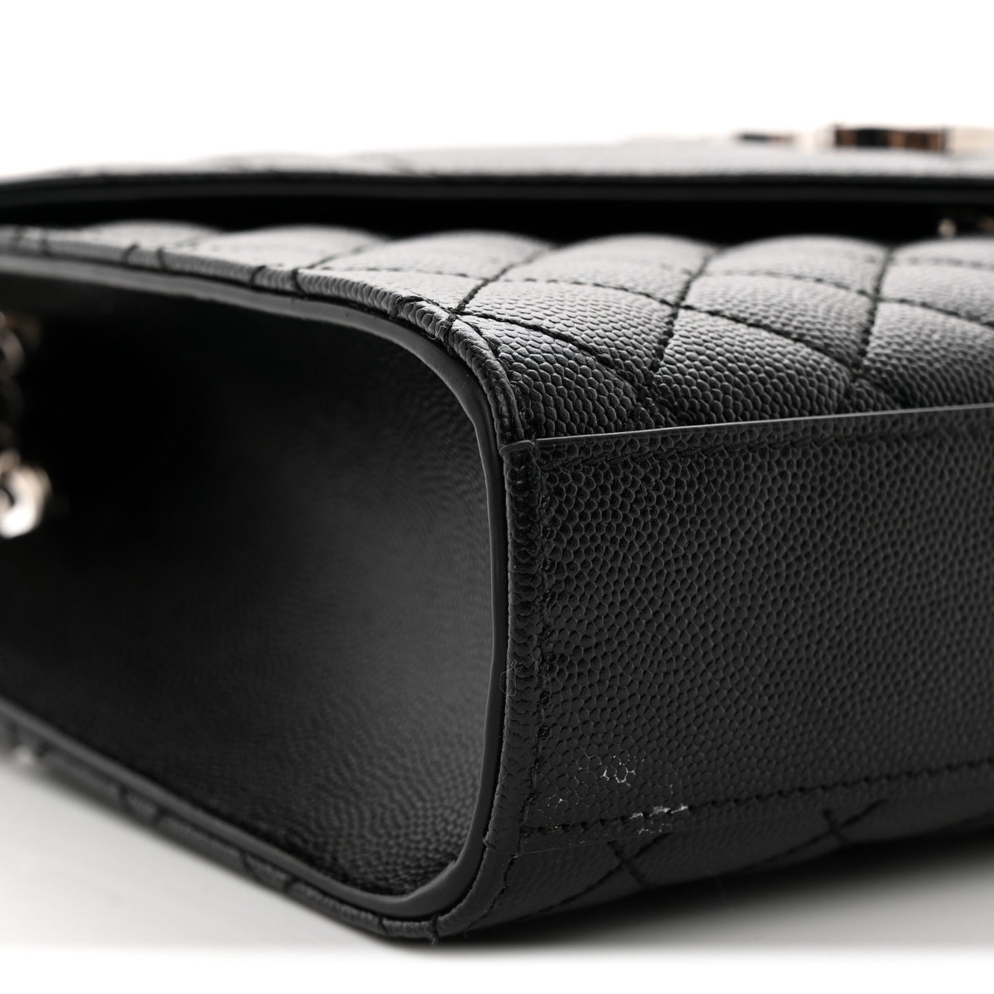 Grain De Poudre Textured Mixed Matelasse Triquilt Medium Monogram Satchel Black