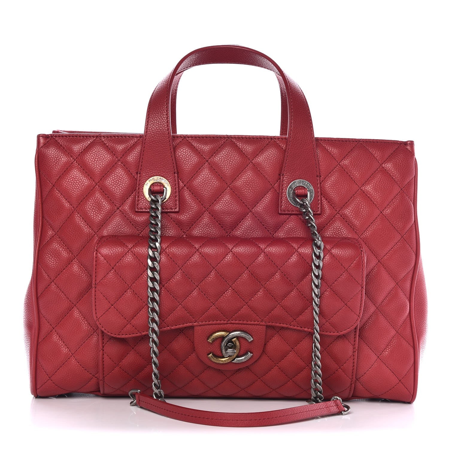 Chanel Caviar Quilted Large Casual Pocket Tote Red 1 of 10
