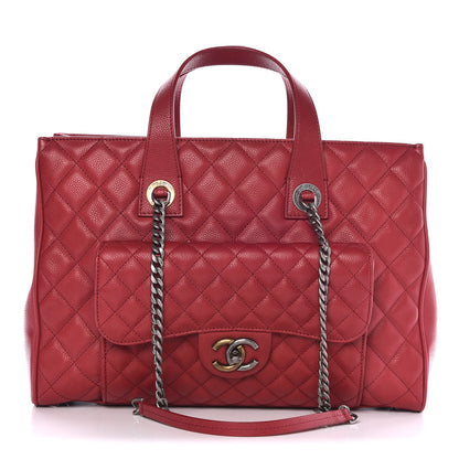 Chanel Caviar Quilted Large Casual Pocket Tote Red 1 of 10