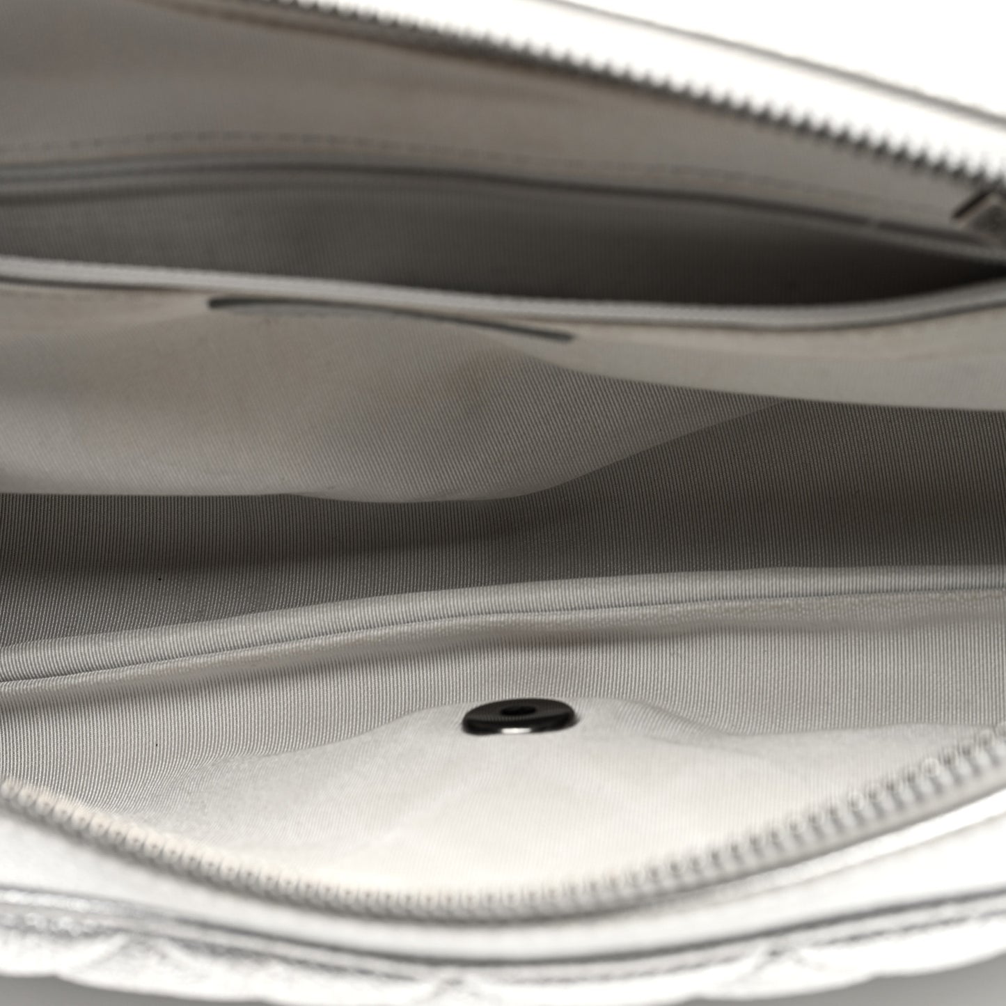 Metallic Calfskin Quilted Medium Casual Rock Flap Silver