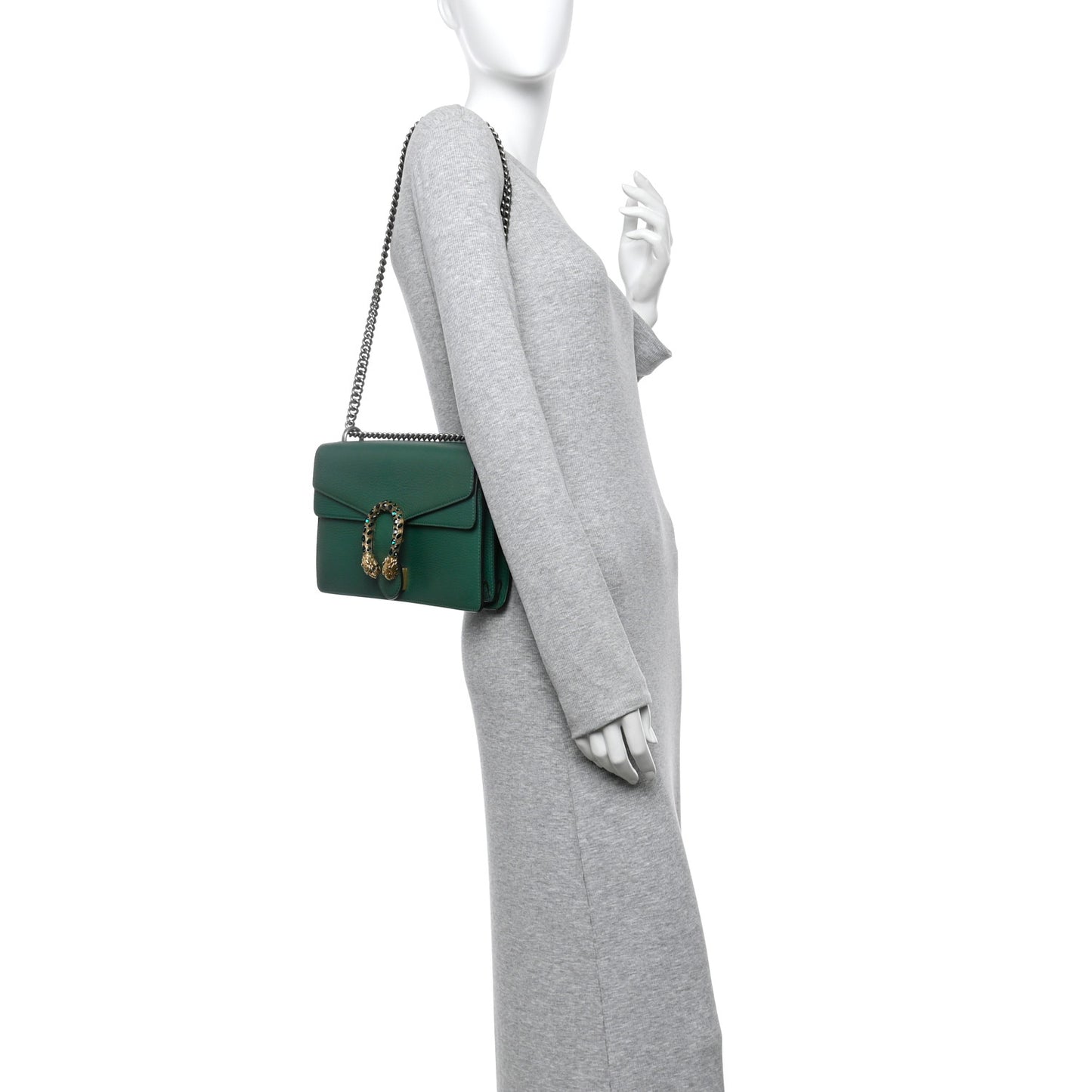 Pebbled Calfskin Small Dionysus Shoulder Bag Emerald