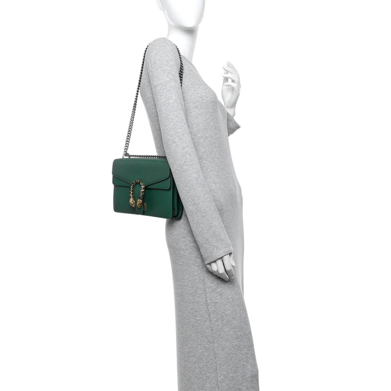 Gucci Pebbled Calfskin Small Dionysus Shoulder Bag Emerald 2 of 10