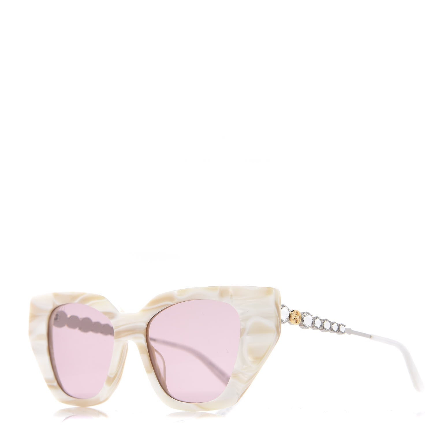 Gucci Crystal Embellished Cat Eye GG0641S Sunglasses White 1 of 8