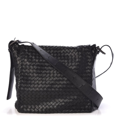 Bottega Veneta Light Calf Intrecciato Crossbody Messenger Bag Black 1 of 13