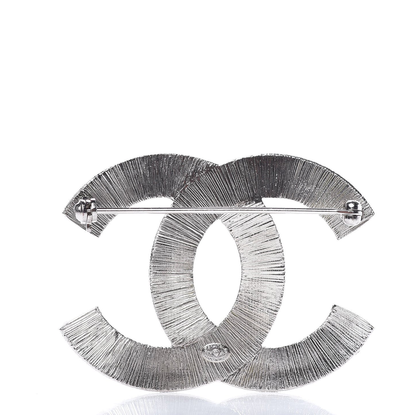 Baguette Crystal CC Brooch Silver