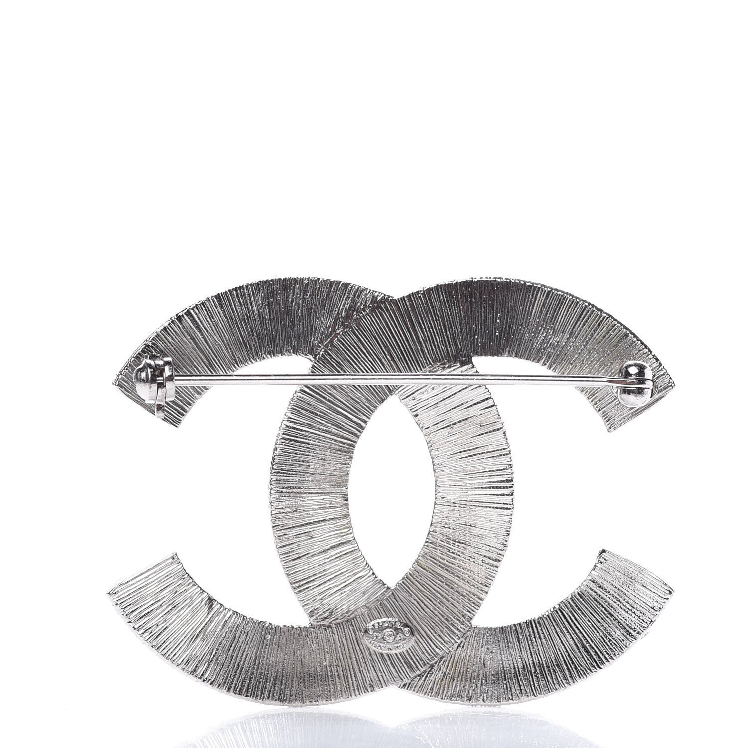 Chanel Baguette Crystal CC Brooch Silver 3 of 4