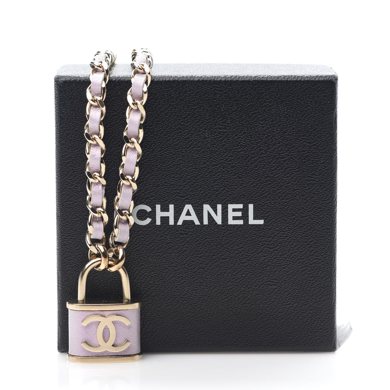 Chanel Metal Lambskin Lock Necklace Iridescent Pink 4 of 4