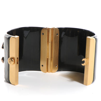 Chanel Resin Crystal CC Cuff Black and Bronze 4 of 6