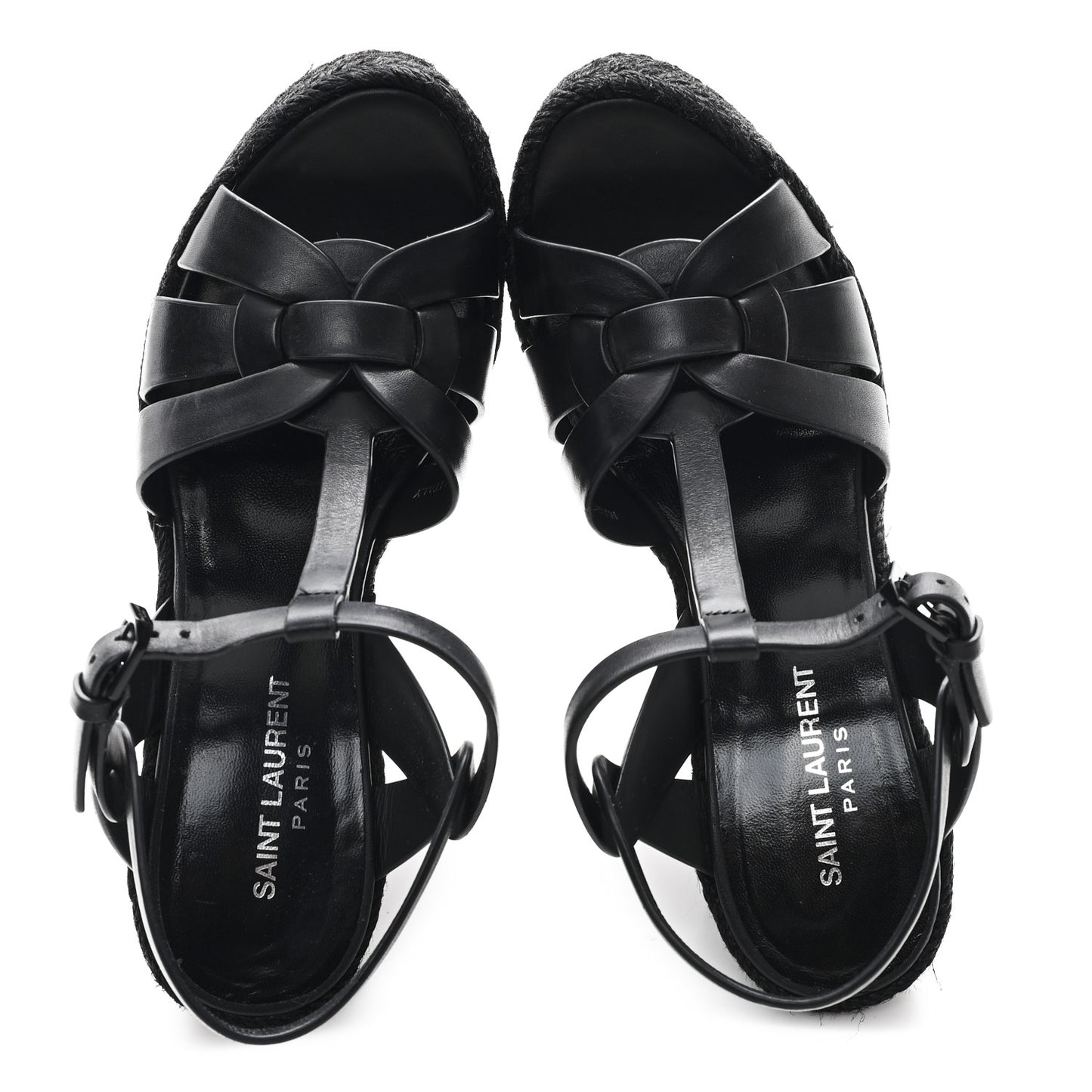 Calfskin Tribute 95 Platform Espadrille Wedge Sandals 39.5 Black