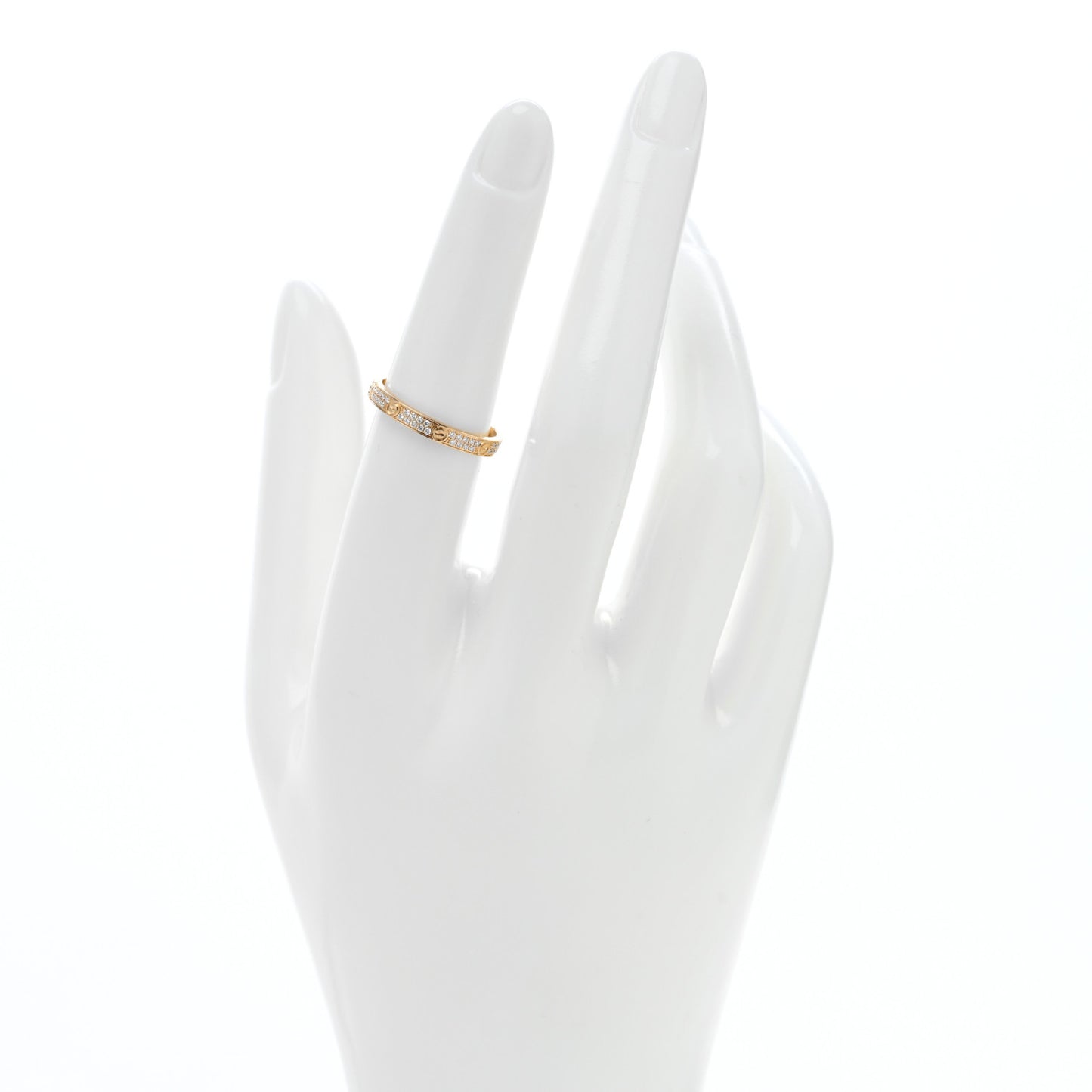 18K Yellow Gold Diamond 2.6mm LOVE Paved Band Ring 53 6.5