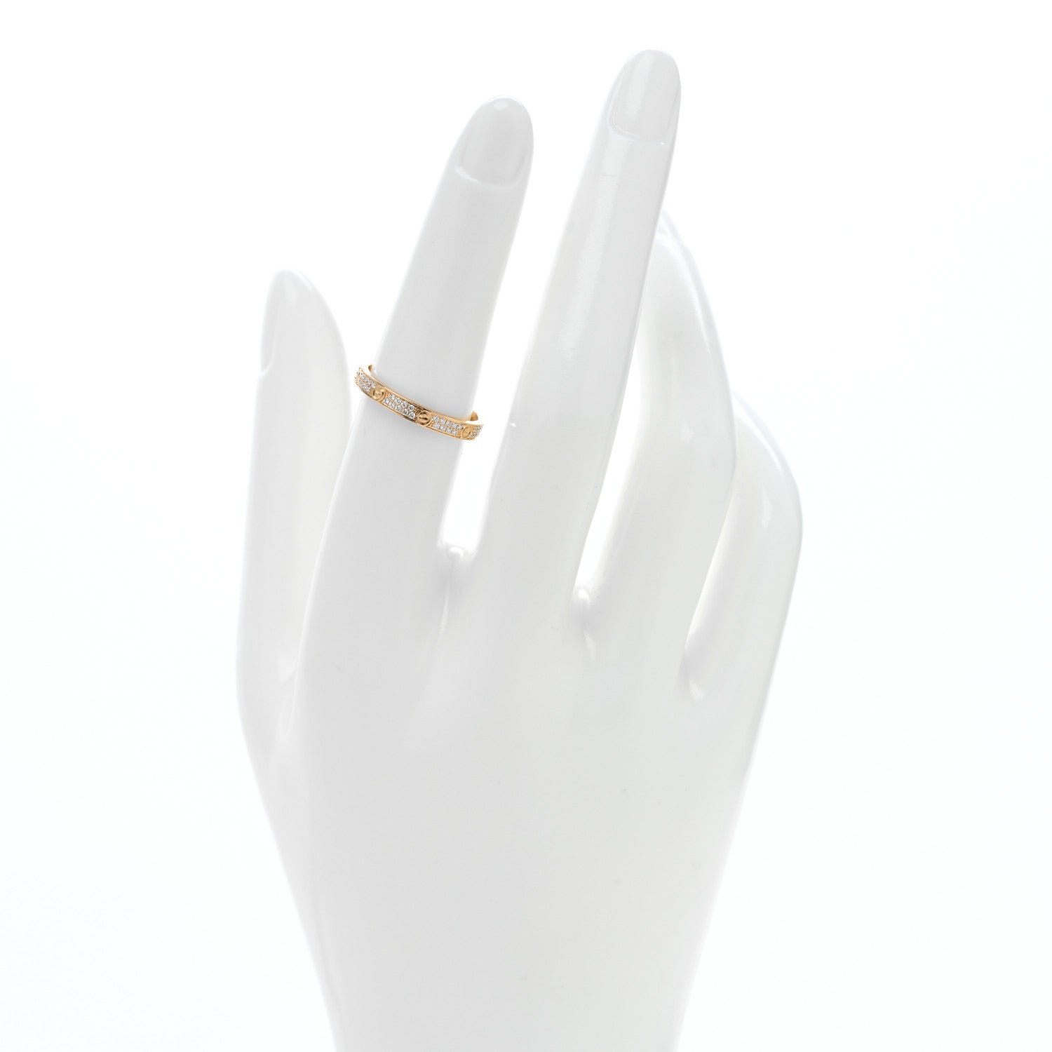 Cartier 18K Yellow Gold Diamond 2.6mm LOVE Paved Band Ring 53 6.5 2 of 5
