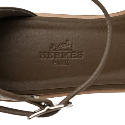 Hermes Epsom Santorini Sandals 37 Etoupe 6 of 9