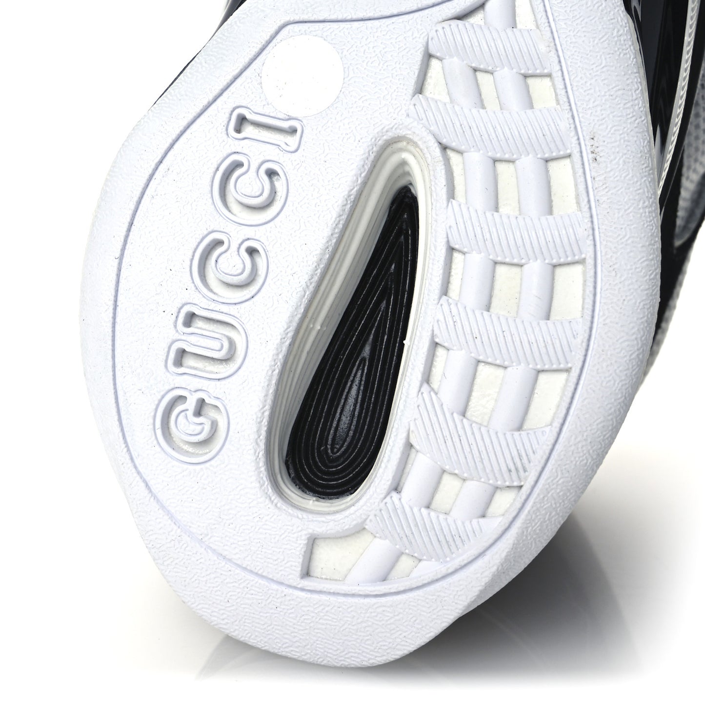 Technical Knit Fabric Suede Calfskin Womens Gucci Run Sneakers 35.5 Black White