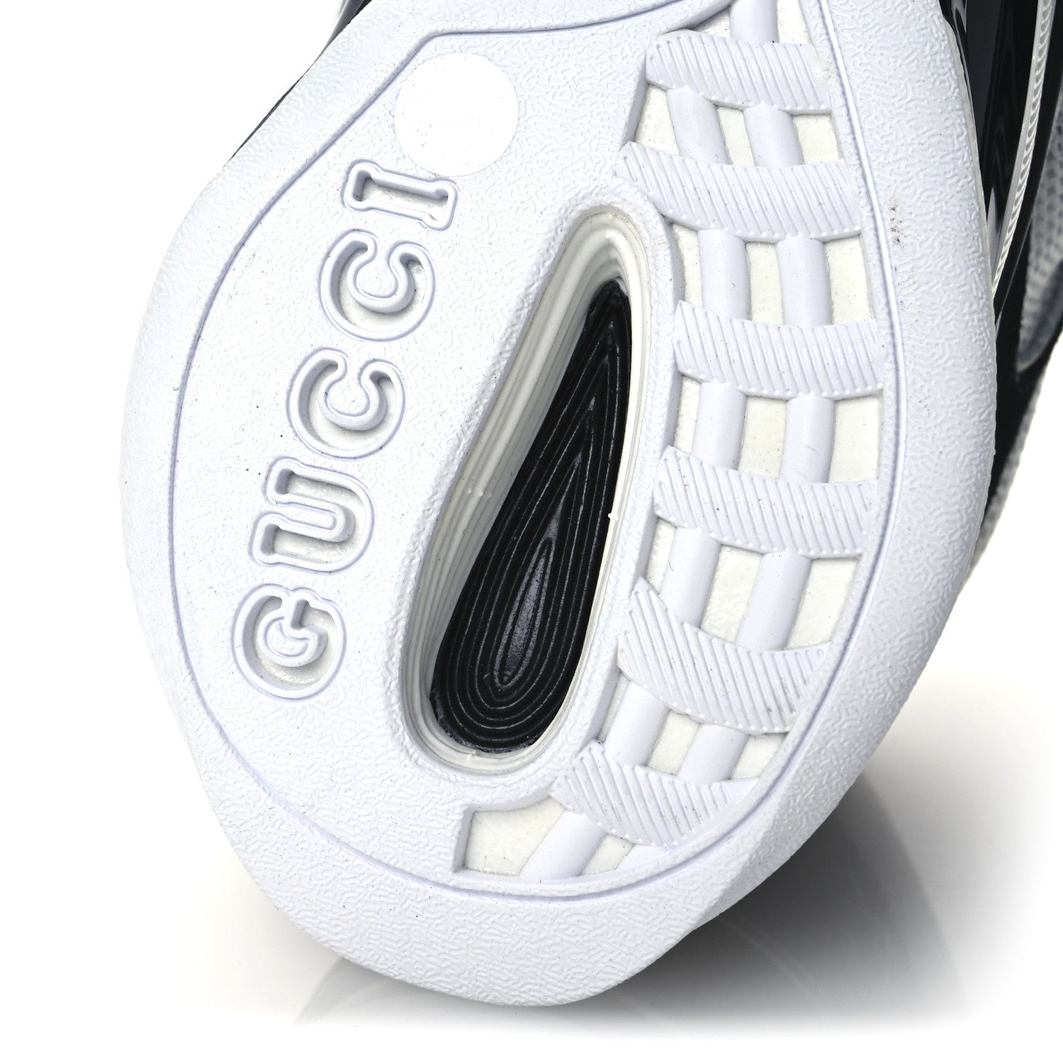 Gucci Technical Knit Fabric Suede Calfskin Womens Gucci Run Sneakers 35.5 Black White 8 of 12