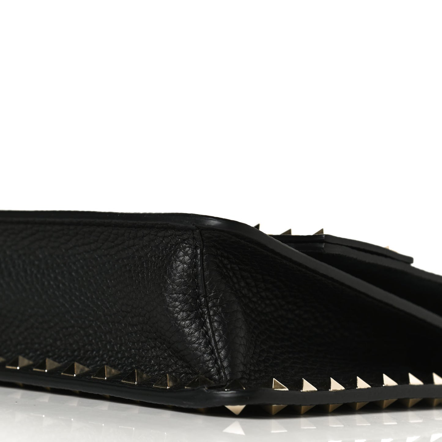 Pebbled Calfskin Rockstud Side Slip Crossbody Black