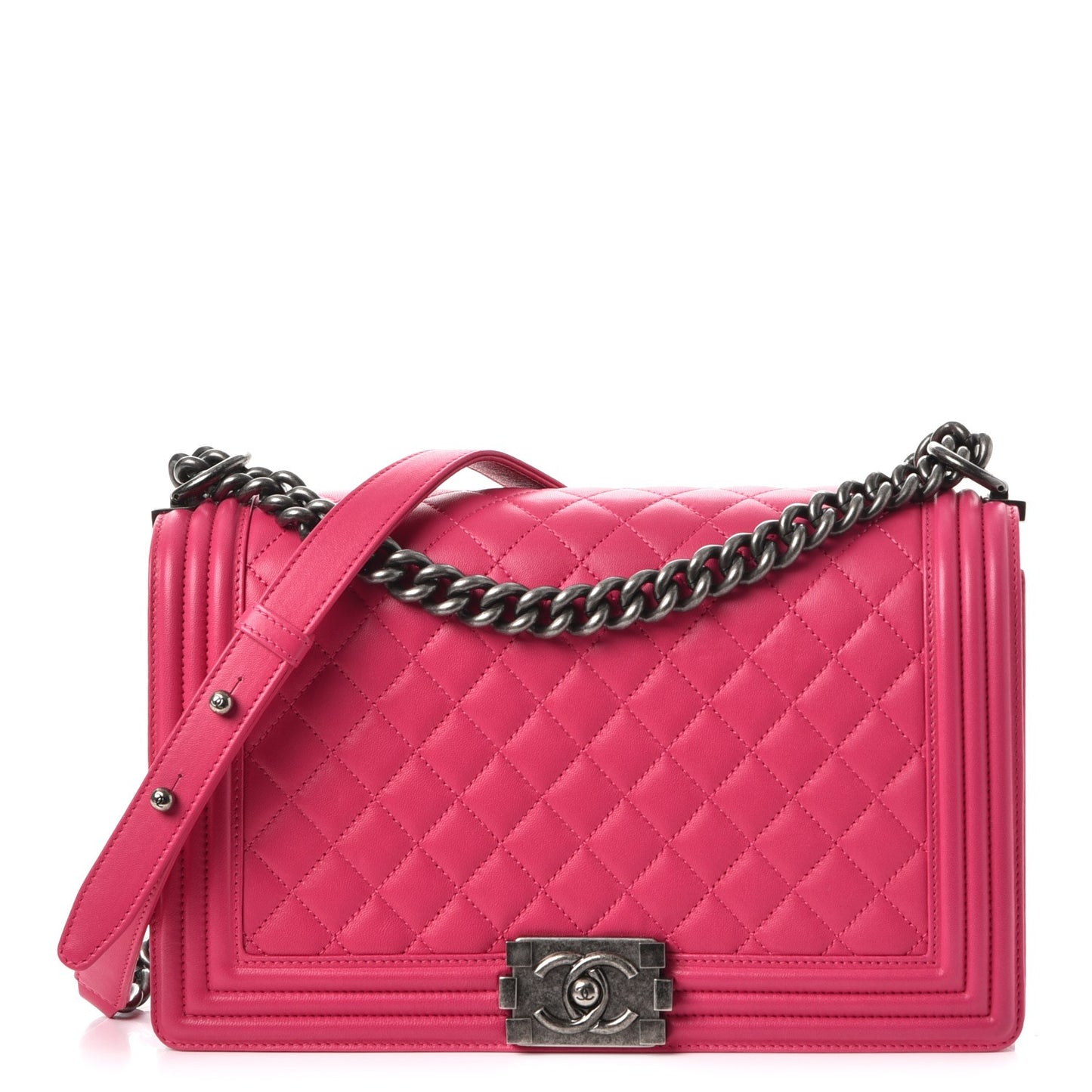 Lambskin Quilted New Medium Boy Flap Pink