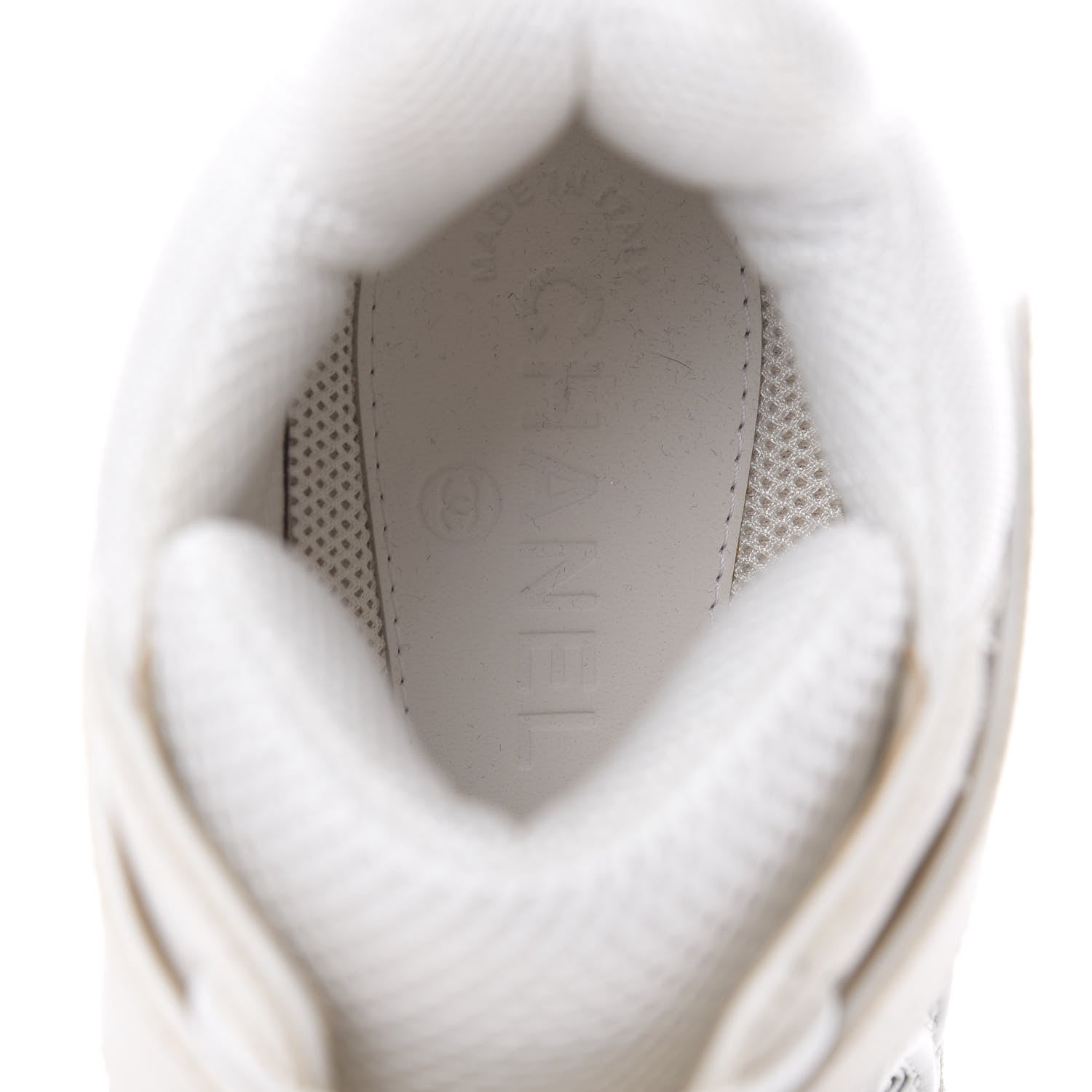 Chanel Suede Calfskin Neoprene High Top CC Sneakers 39 White Multicolor 7 of 8