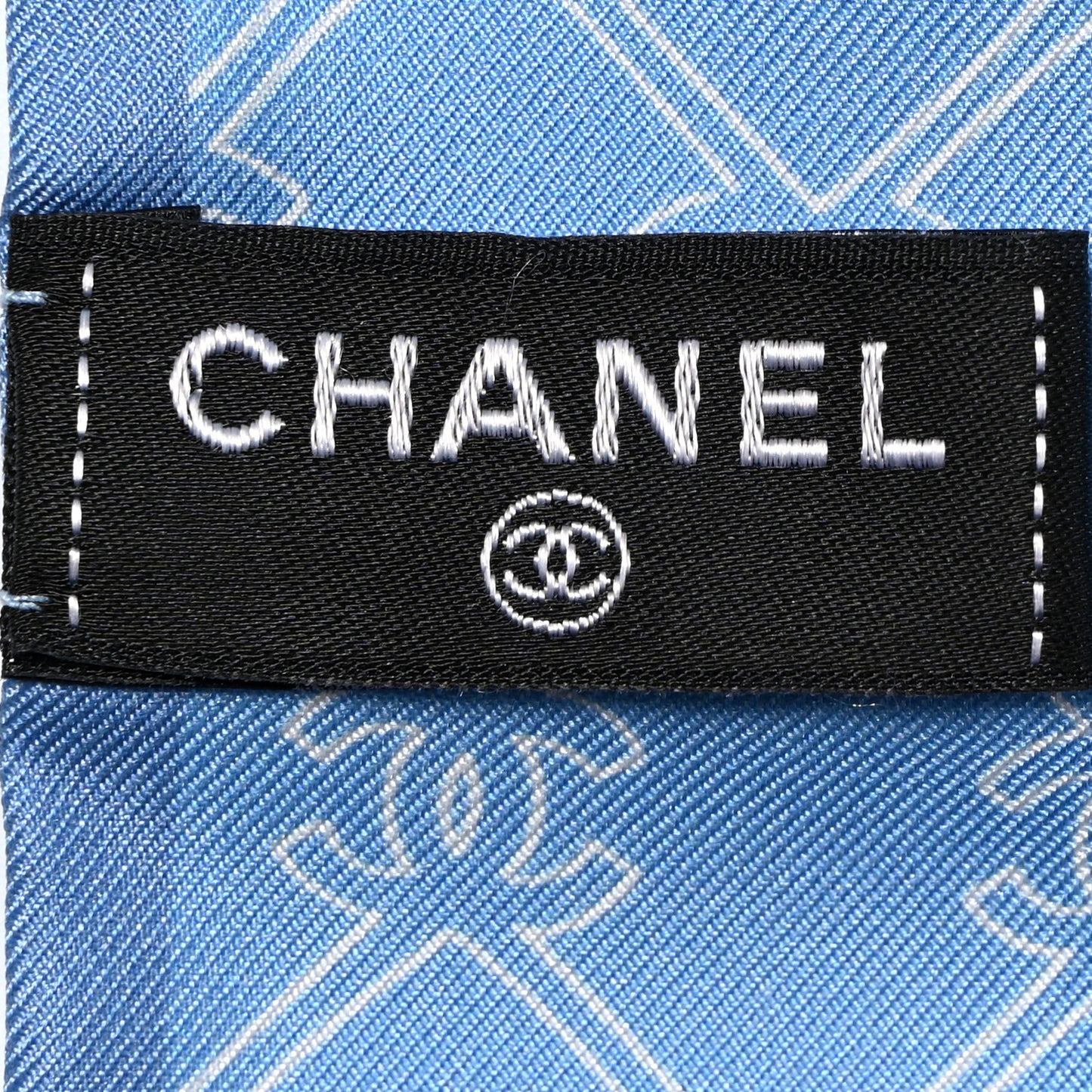 Silk CC Lucky Symbols Slim Bandeau Scarf Light Blue Multicolor