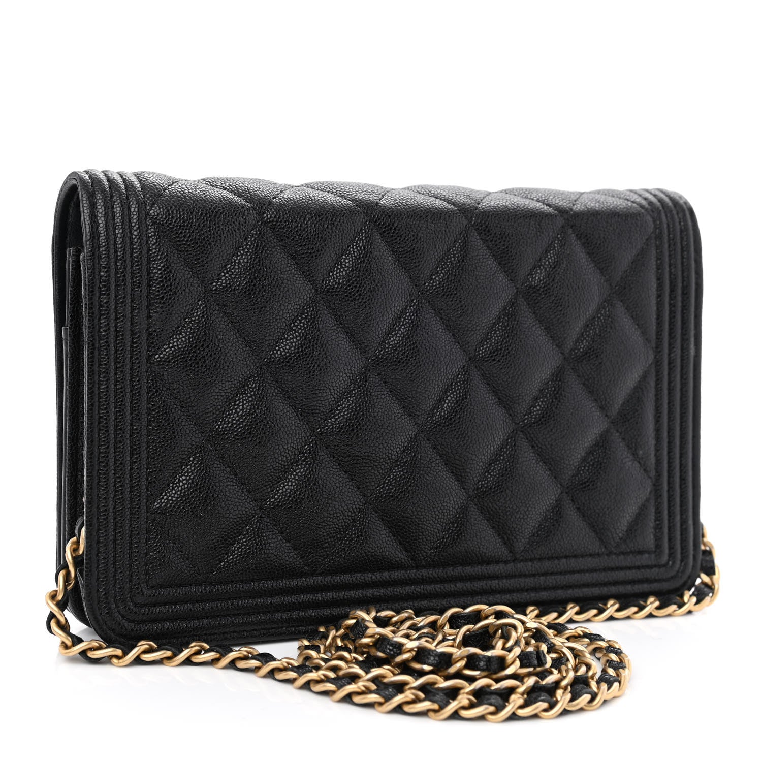 Chanel Caviar Quilted Boy Wallet On Chain WOC Black 3 of 14