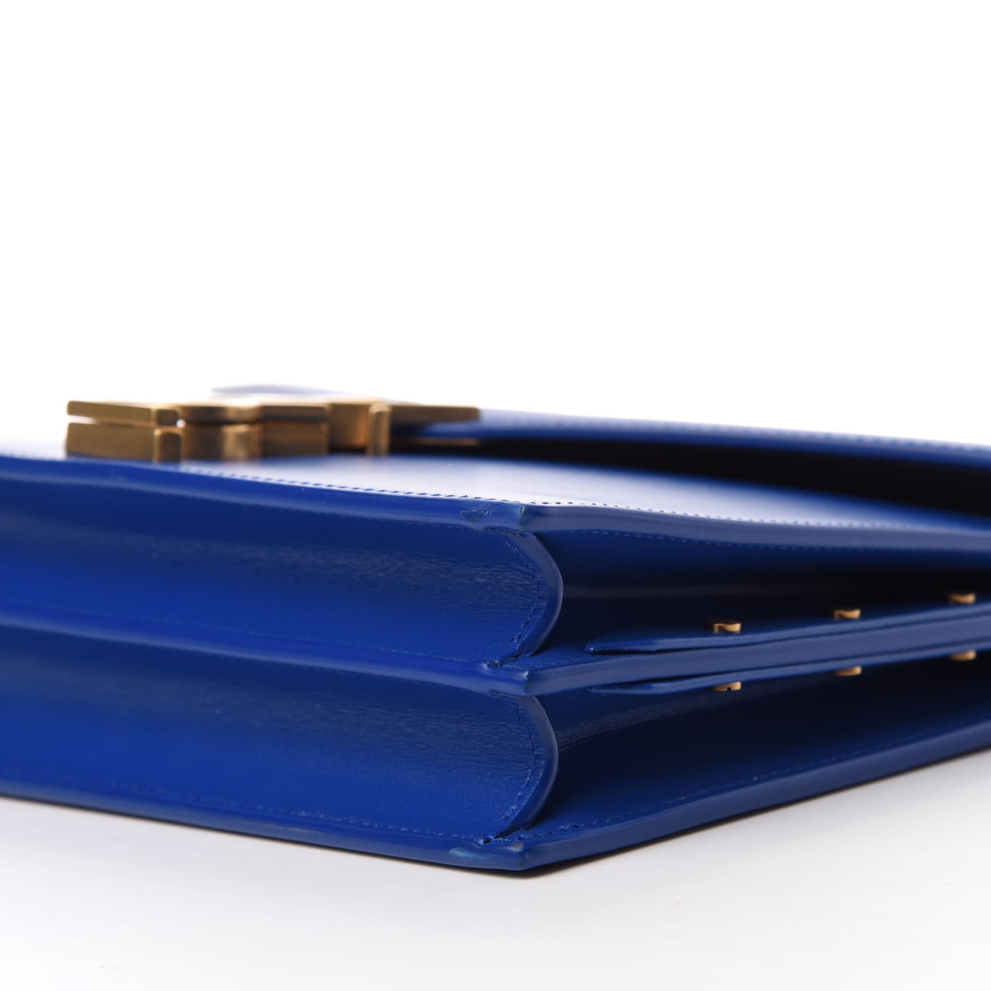 Smooth Calfskin Monogram Cassandra Clasp Bag Blue Majorelle