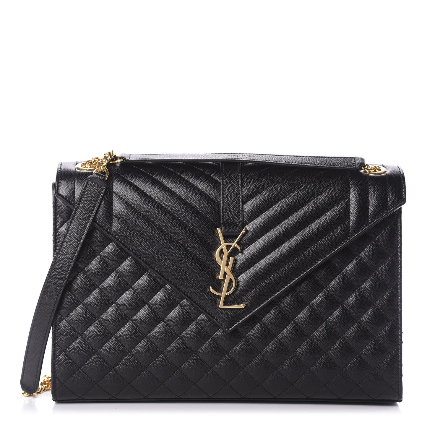 Grain De Poudre Textured Mixed Matelasse Large Triquilt Monogram Satchel Black