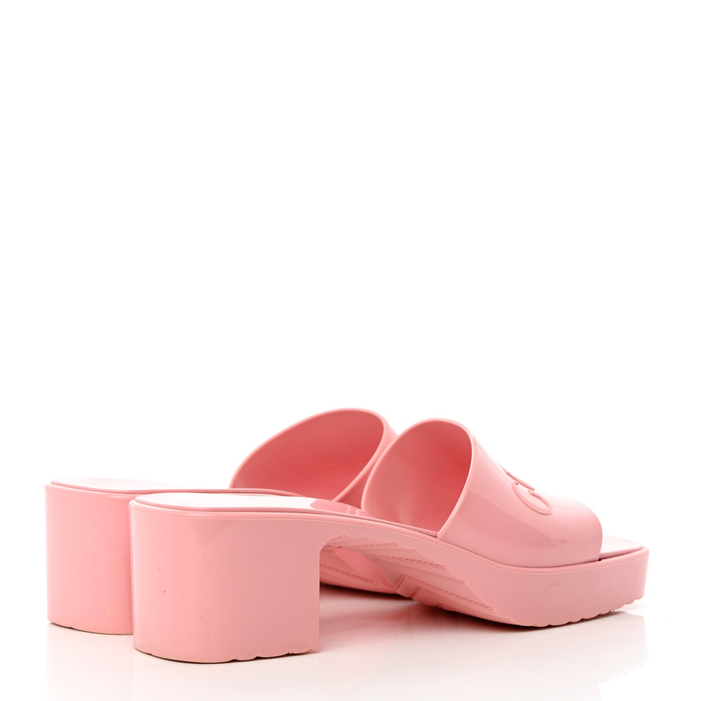 Rubber Gucci Logo Womens Platform 20/60mm Slide Sandals 36 Wild Rose